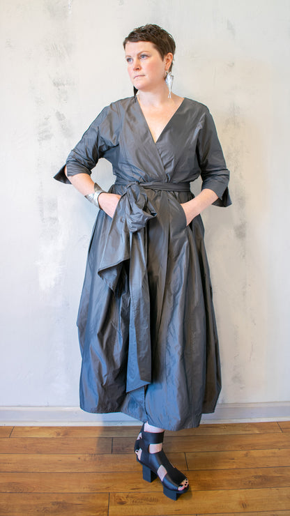 Irulan Coat Dress in Silver