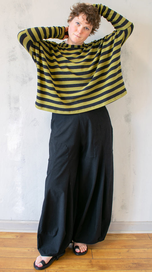 Olive Stripe Boxy Pullover