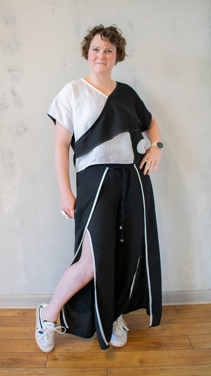 Circle Applique Linen Pullover