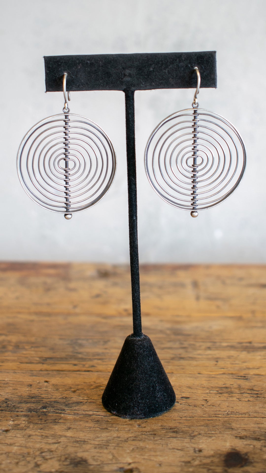 Large Round Wire Maze Drop Earrings