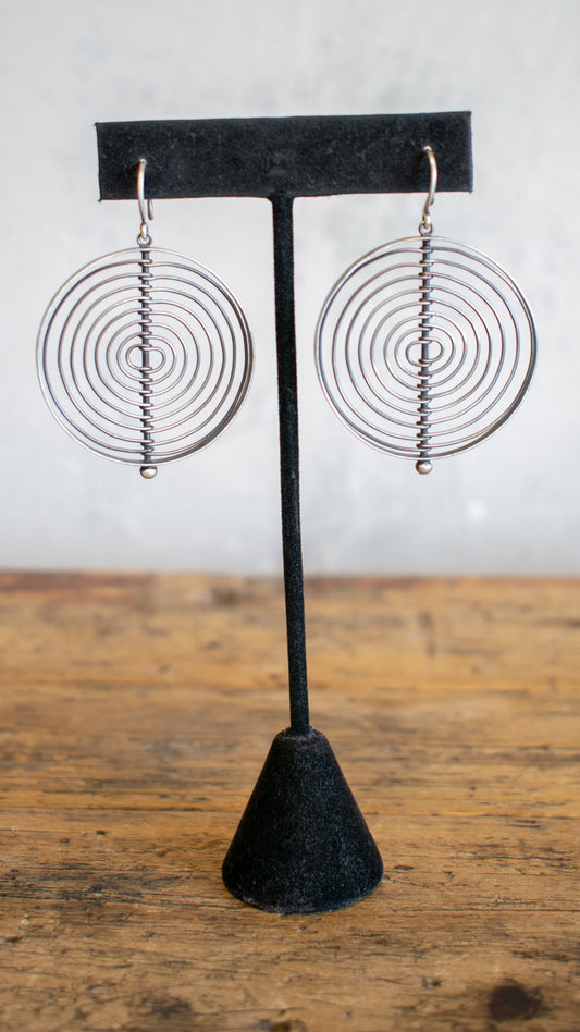 Large Round Wire Maze Drop Earrings