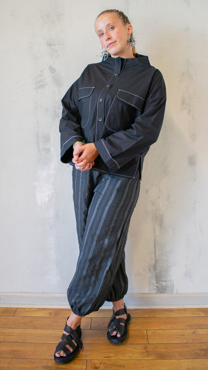 Contrast Top Stitch Button Up (Multiple Colors)