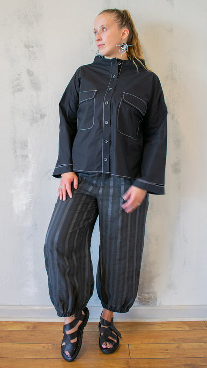 Contrast Top Stitch Button Up (Multiple Colors)