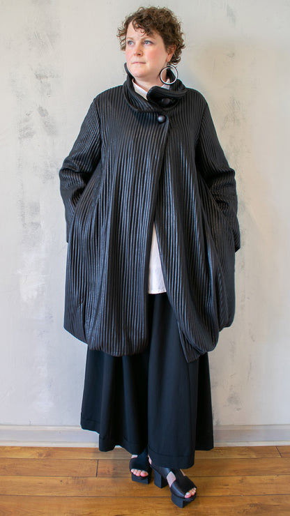 Puff Stripe Cape Coat
