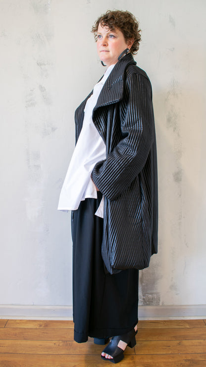 Puff Stripe Cape Coat
