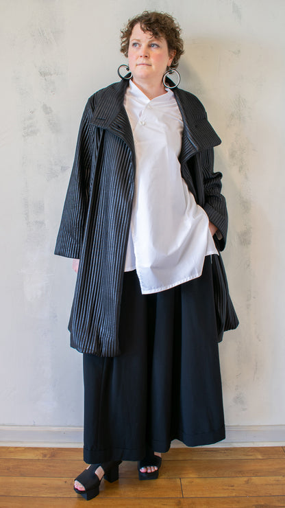 Puff Stripe Cape Coat