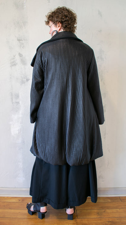 Puff Stripe Cape Coat