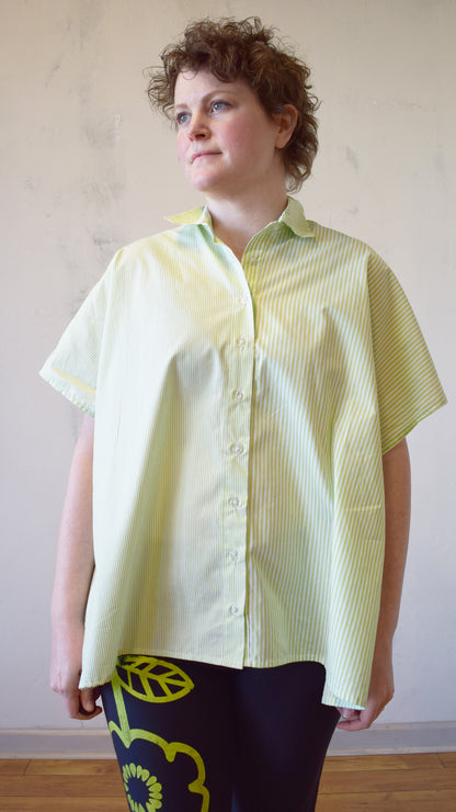 Naomi Button Up in Green Stripe