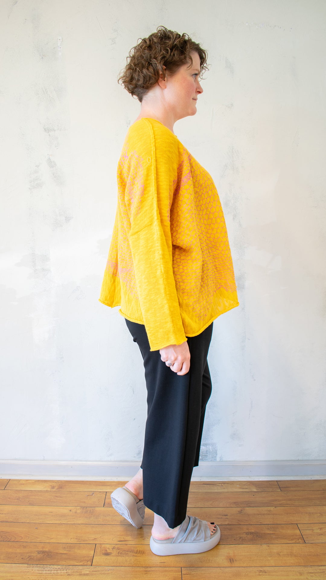 Bota Sweater in Yellow with Pink Mesh