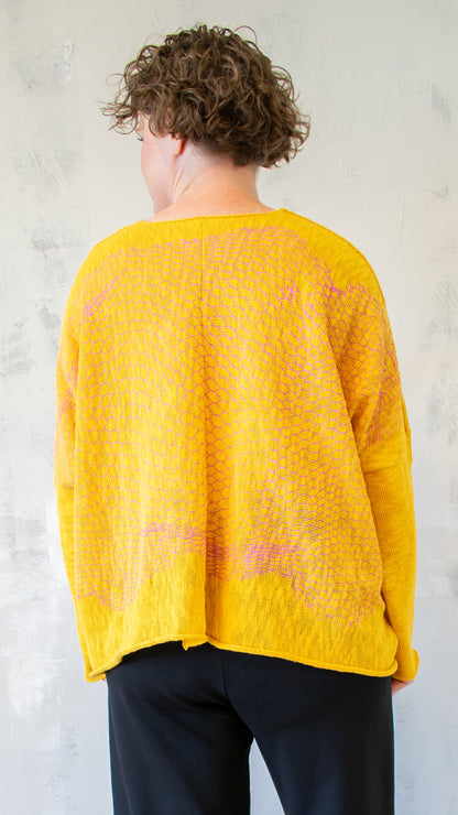 Bota Sweater in Yellow with Pink Mesh
