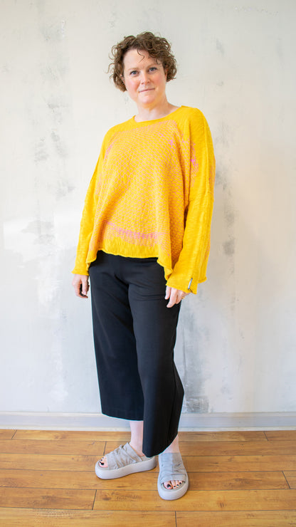 Bota Sweater in Yellow with Pink Mesh