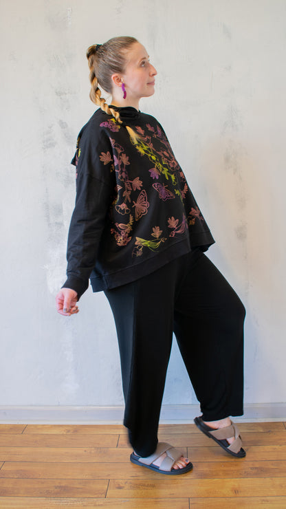 Hoodie in Black Toile
