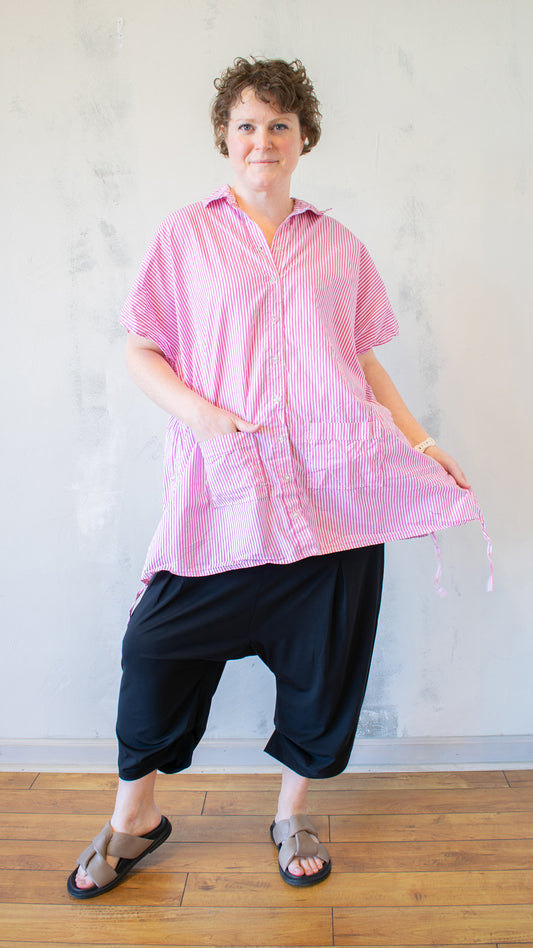 Marie Top in Dark Pink Stripe