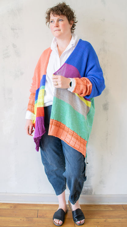 Deep V Cardigan in Bright Multi
