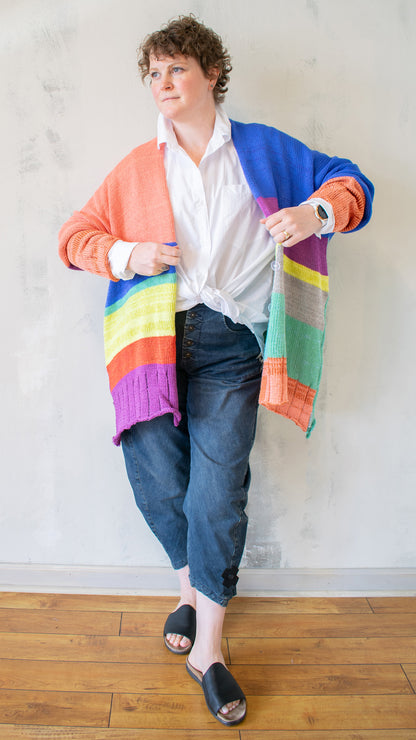 Deep V Cardigan in Bright Multi