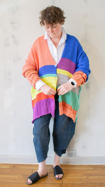 Deep V Cardigan in Bright Multi