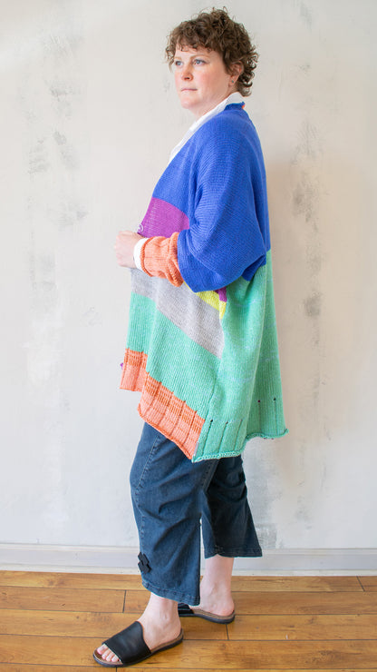 Deep V Cardigan in Bright Multi