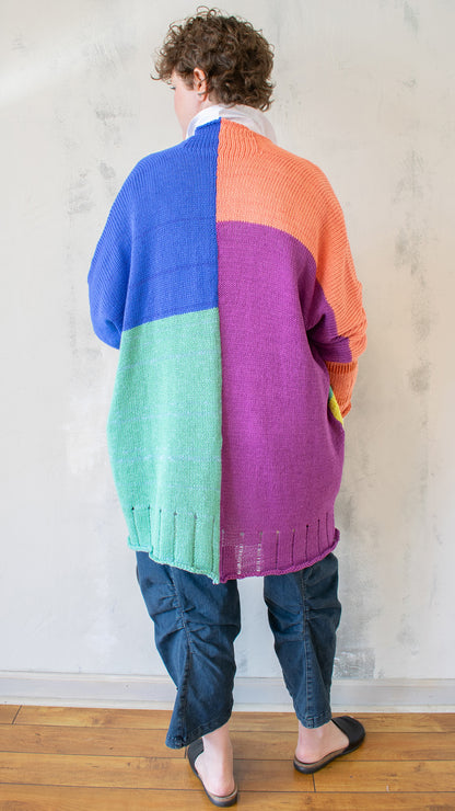 Deep V Cardigan in Bright Multi