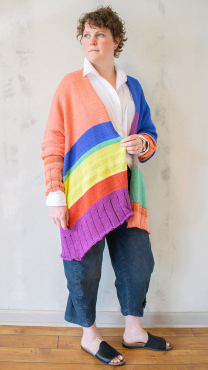 Deep V Cardigan in Bright Multi