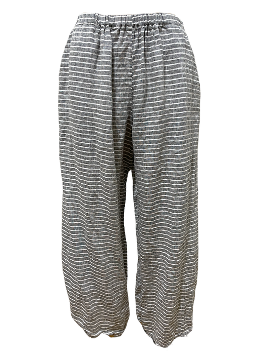Basic Pant in Black&Cream Stripe Linen