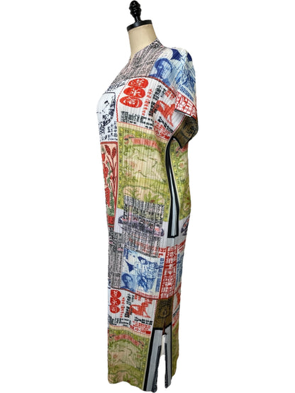 Permanent Pleat Newsprint Dress