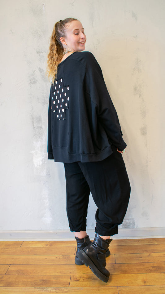 Wide Short Sweatshirt W Polka dots