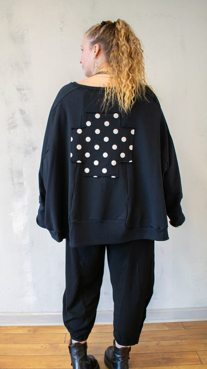 Wide Short Sweatshirt W Polka dots