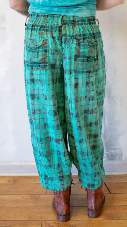 Soft Plaid Pant in Turquoise