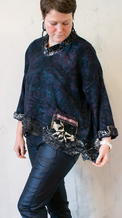 Cotton and Felted Peplum Sweater