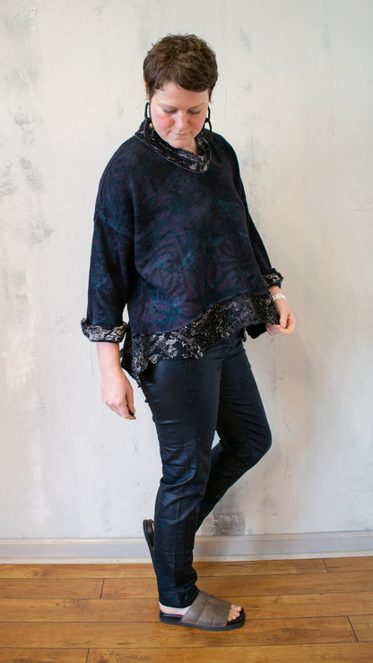 Cotton and Felted Peplum Sweater