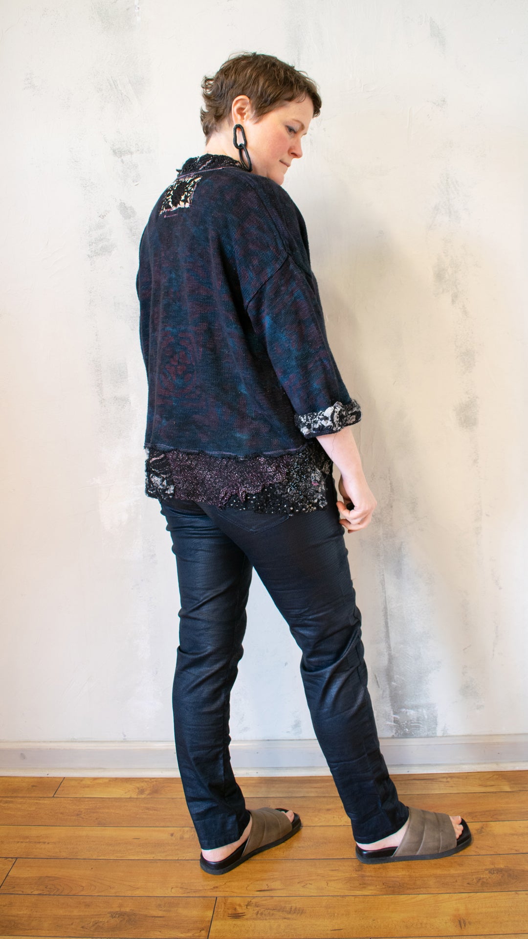 Cotton and Felted Peplum Sweater