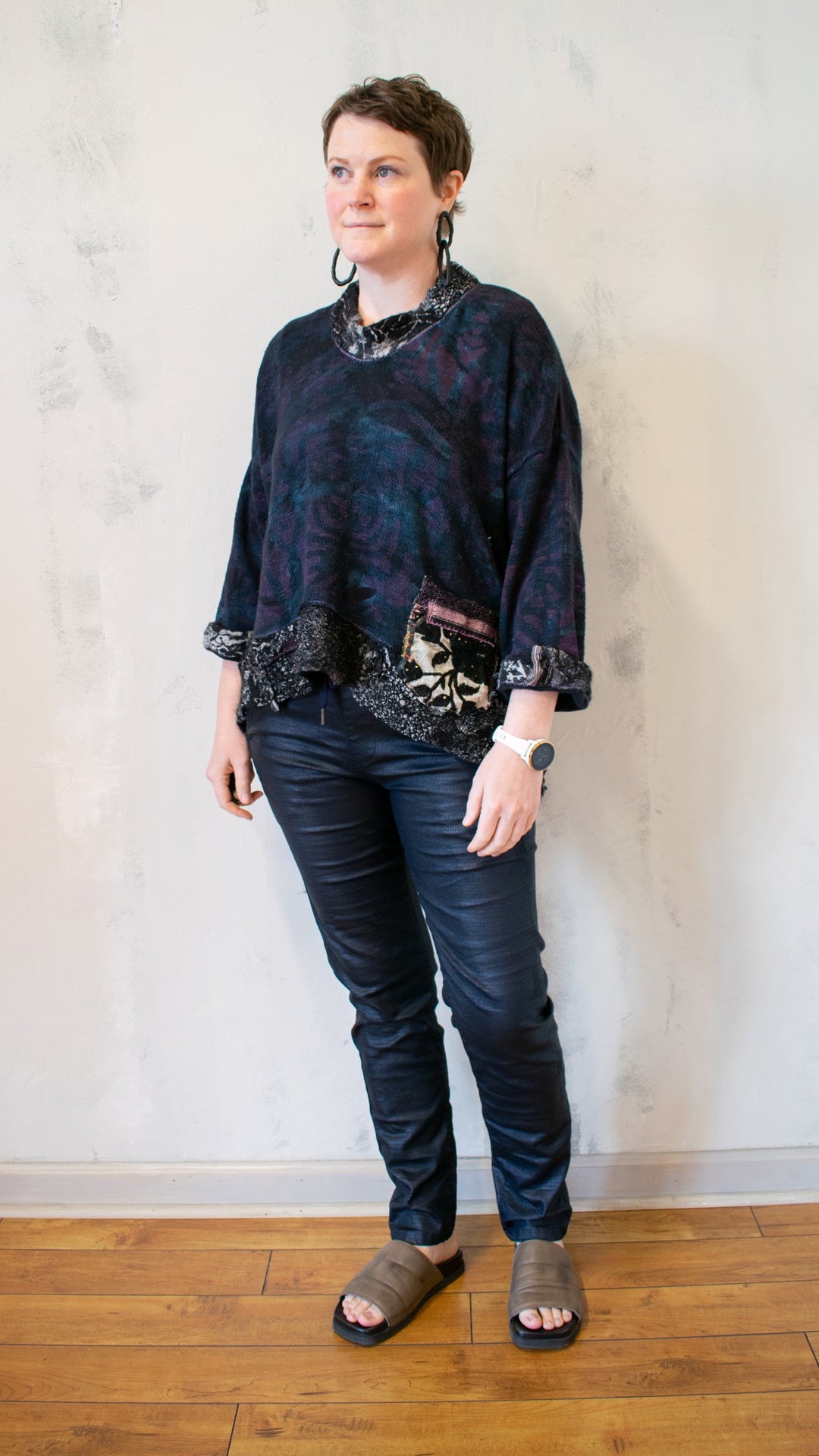 Cotton and Felted Peplum Sweater