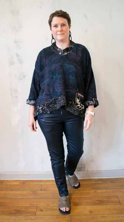 Cotton and Felted Peplum Sweater