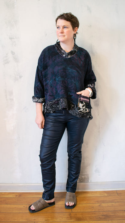 Cotton and Felted Peplum Sweater