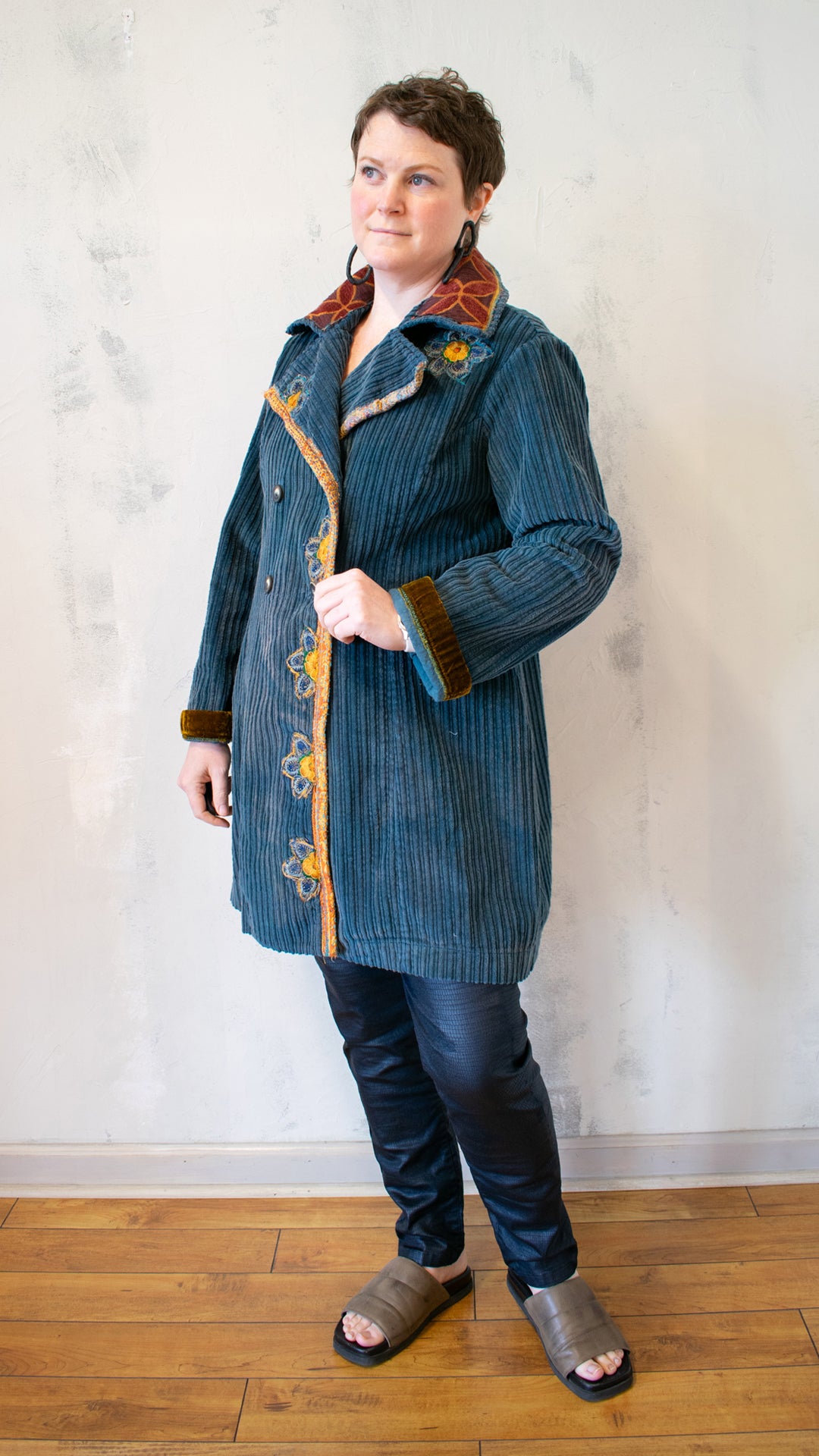 Beneath The Surface Cord Coat in Petrol