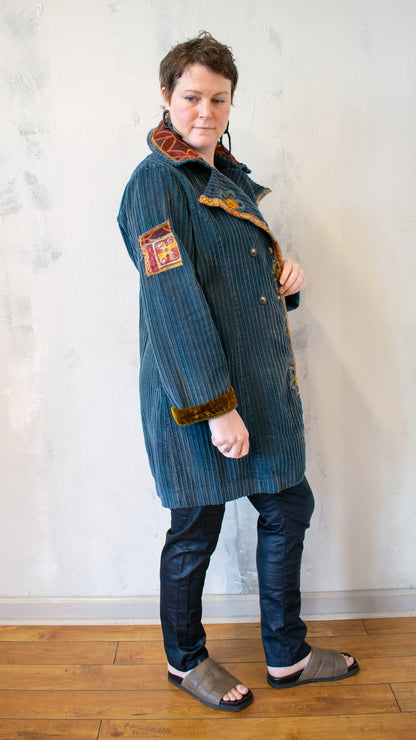 Beneath The Surface Cord Coat in Petrol