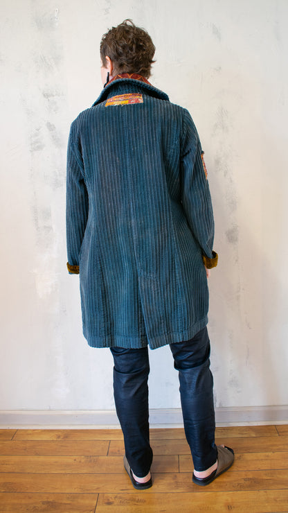 Beneath The Surface Cord Coat in Petrol