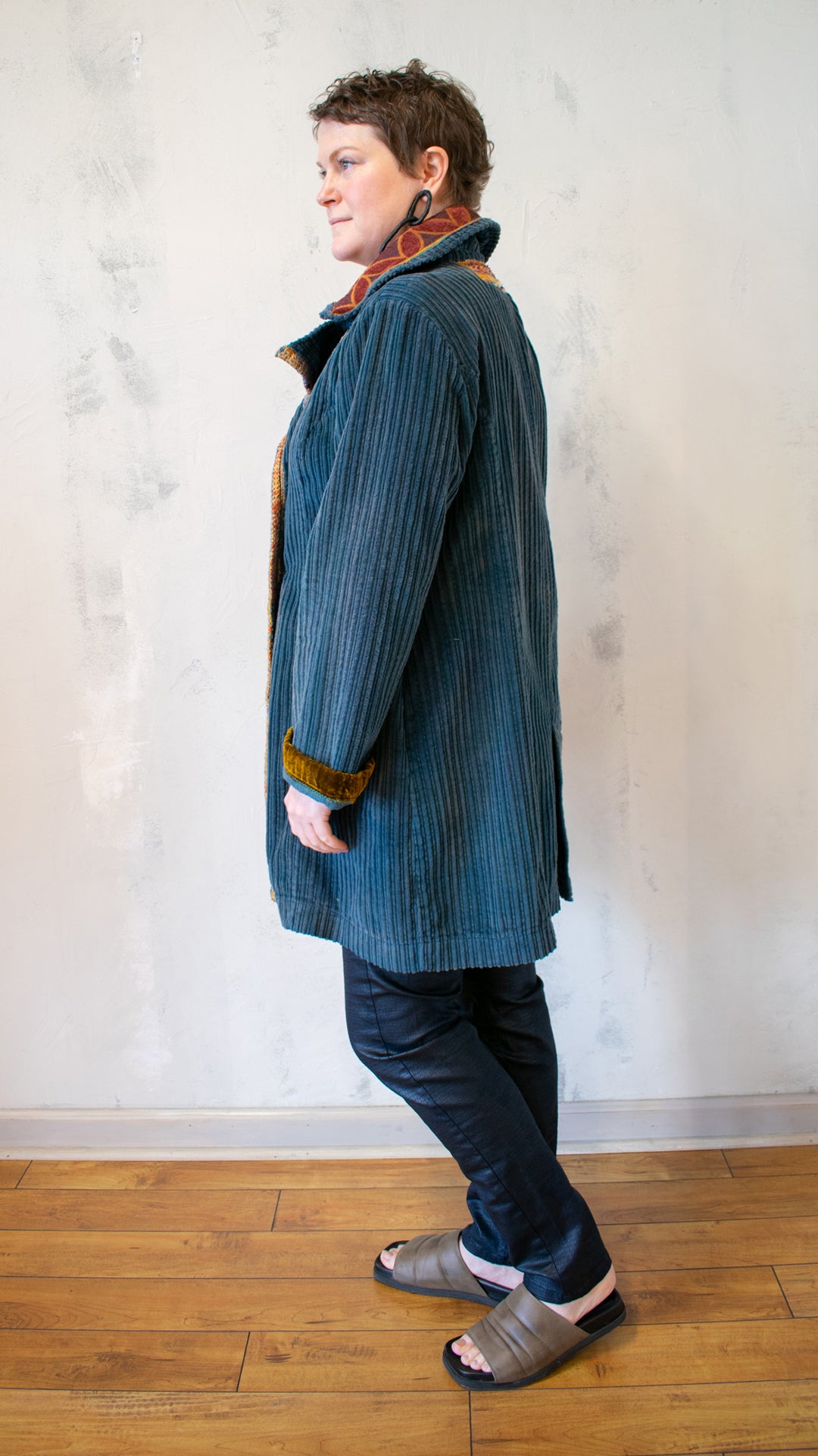 Beneath The Surface Cord Coat in Petrol