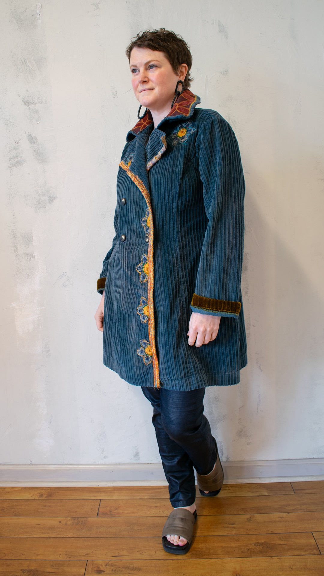 Beneath The Surface Cord Coat in Petrol