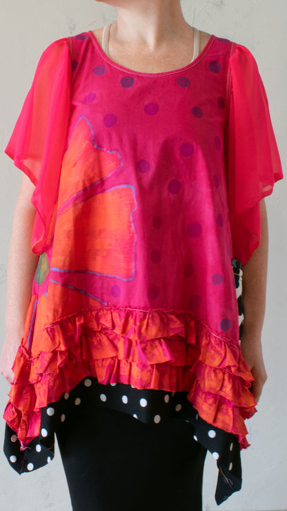 Petal Pusher Peplum Tank in Hot Raspberry