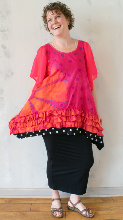 Petal Pusher Peplum Tank in Hot Raspberry