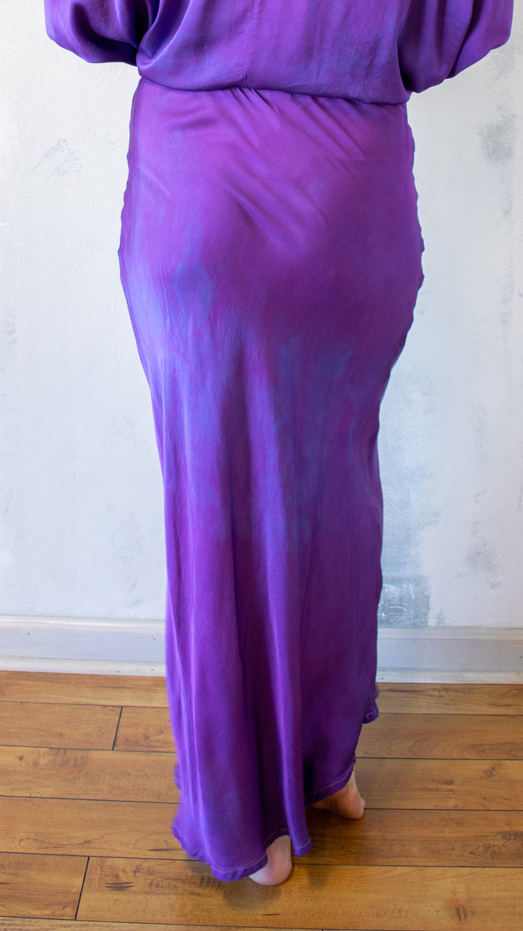 Long Bias Skirt in Hand Dyed Purple