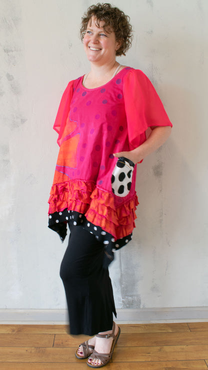 Petal Pusher Peplum Tank in Hot Raspberry