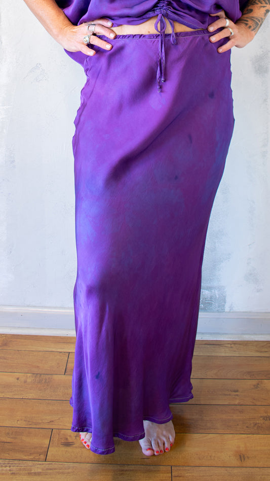 Long Bias Skirt in Hand Dyed Purple