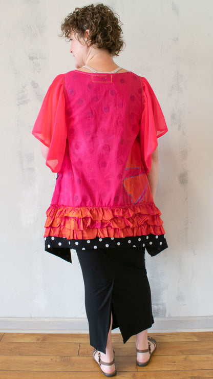 Petal Pusher Peplum Tank in Hot Raspberry