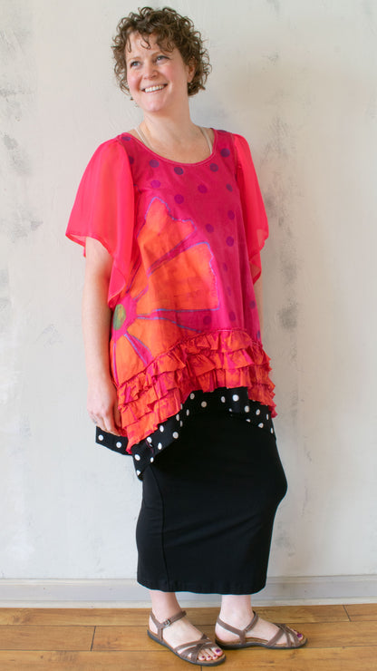 Petal Pusher Peplum Tank in Hot Raspberry