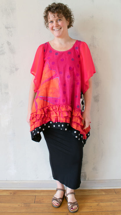 Petal Pusher Peplum Tank in Hot Raspberry