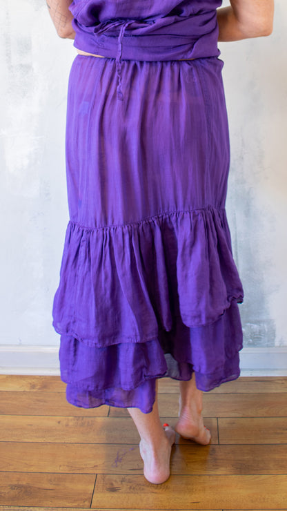 Ramie Slip Skirt in Hand-Dyed Purple