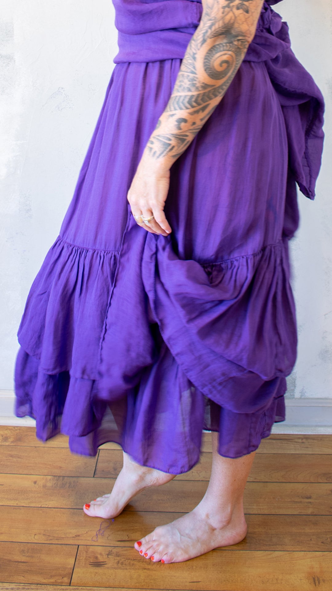 Ramie Slip Skirt in Hand-Dyed Purple