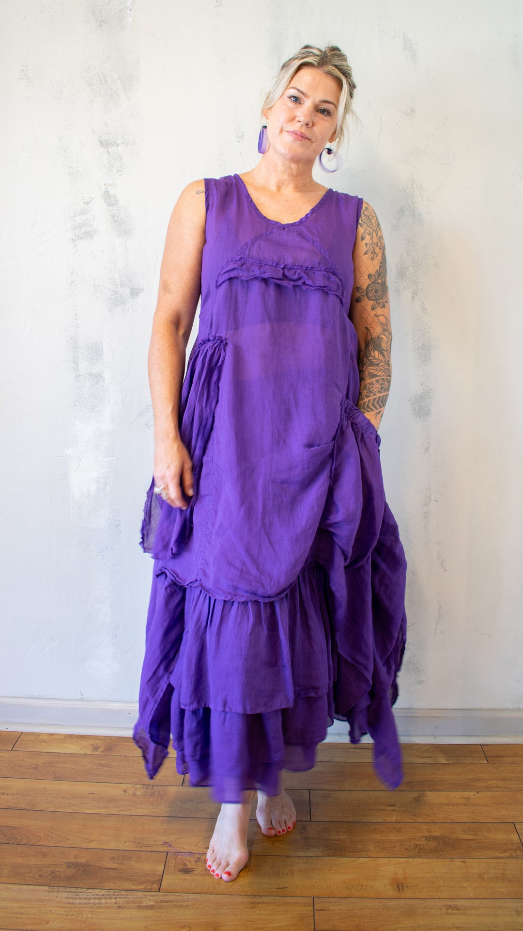 Petal Layer Tunic in Hand-Dyed Purple